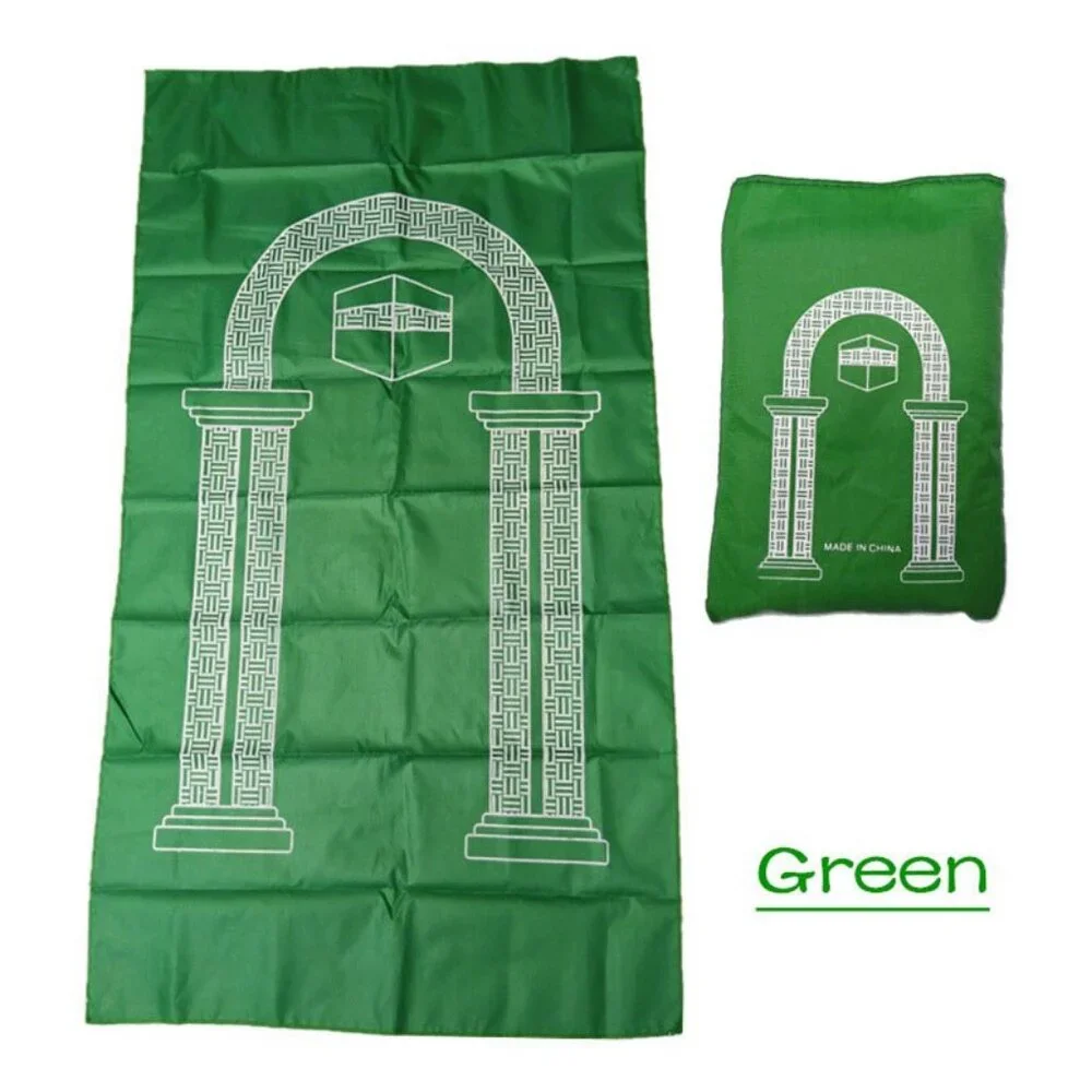 Portable Pocket Muslim Travel Prayer Mat with Pocket Sized Carry Bag Green